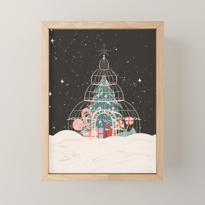 Enchanted Winter Glasshouse Filled with Festive Delights Mini Art Print Gallery Image 1