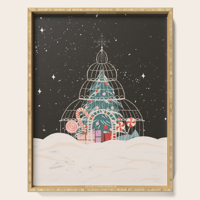 Enchanted Winter Glasshouse Filled with Festive Delights Serving Tray Gallery Image 1