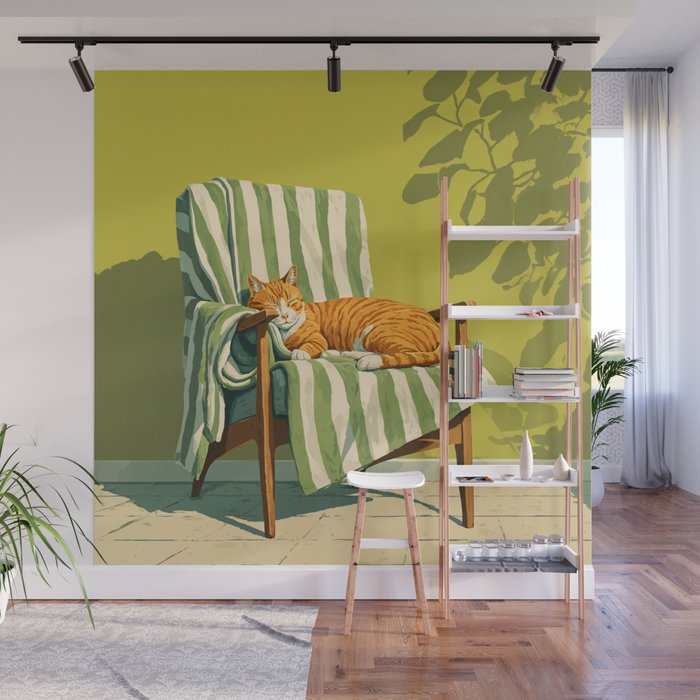 Sleeping Ginger Cat Sunshine Wall Mural Gallery Image 1