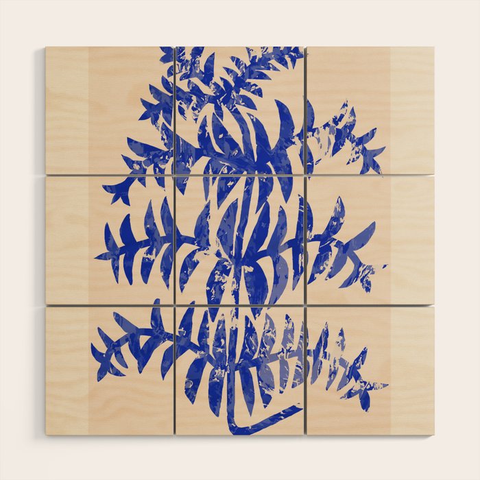 Blue leaves, Flower market print, Botanical poster, Floral wall art, Boho poster Wood Wall Art Gallery Image 1