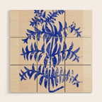 Blue leaves, Flower market print, Botanical poster, Floral wall art, Boho poster Wood Wall Art Gallery Image 1
