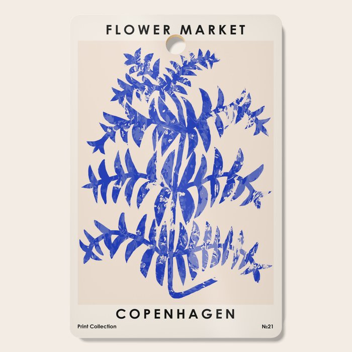 Blue leaves, Flower market print, Botanical poster, Floral wall art, Boho poster Cutting Board Gallery Image 1