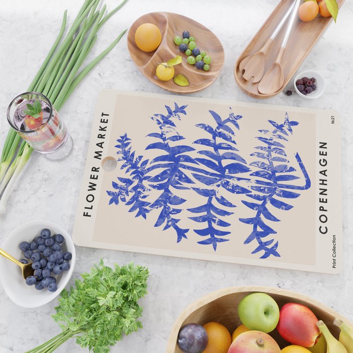 Blue leaves, Flower market print, Botanical poster, Floral wall art, Boho poster Cutting Board Gallery Image 2