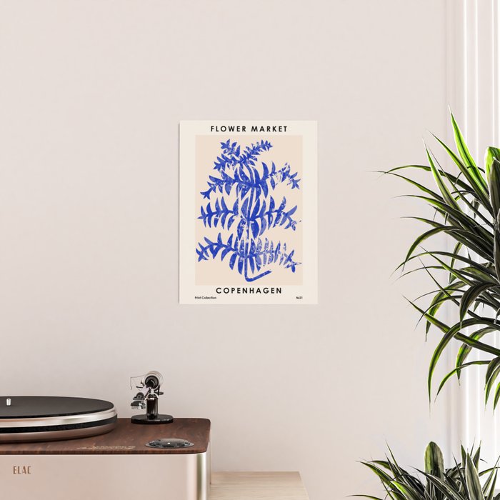 Blue leaves, Flower market print, Botanical poster, Floral wall art, Boho poster Poster Gallery Image 2