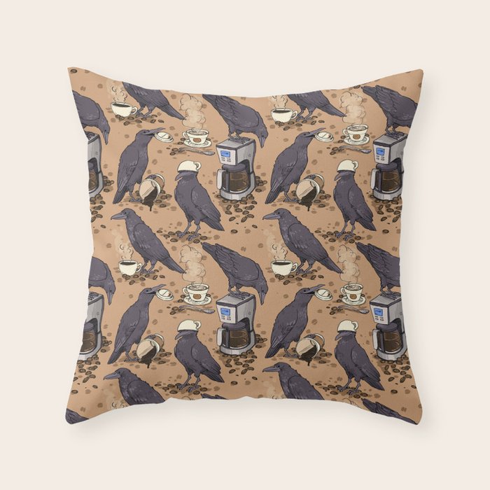 Corvids & Coffee Throw Pillow Gallery Image 6