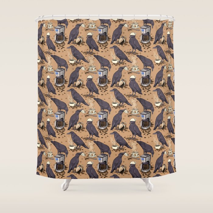 Corvids & Coffee Shower Curtain Gallery Image 1