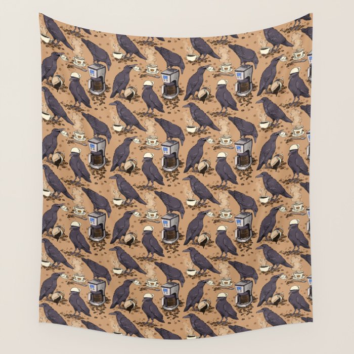 Corvids & Coffee Wall Tapestry Gallery Image 4
