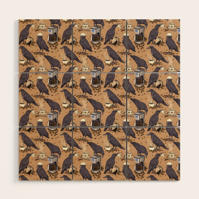 Corvids & Coffee Wood Wall Art Gallery Image 1