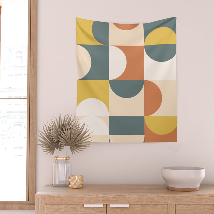 Mid Century Modern Geometric 23 Wall Tapestry Gallery Image 2