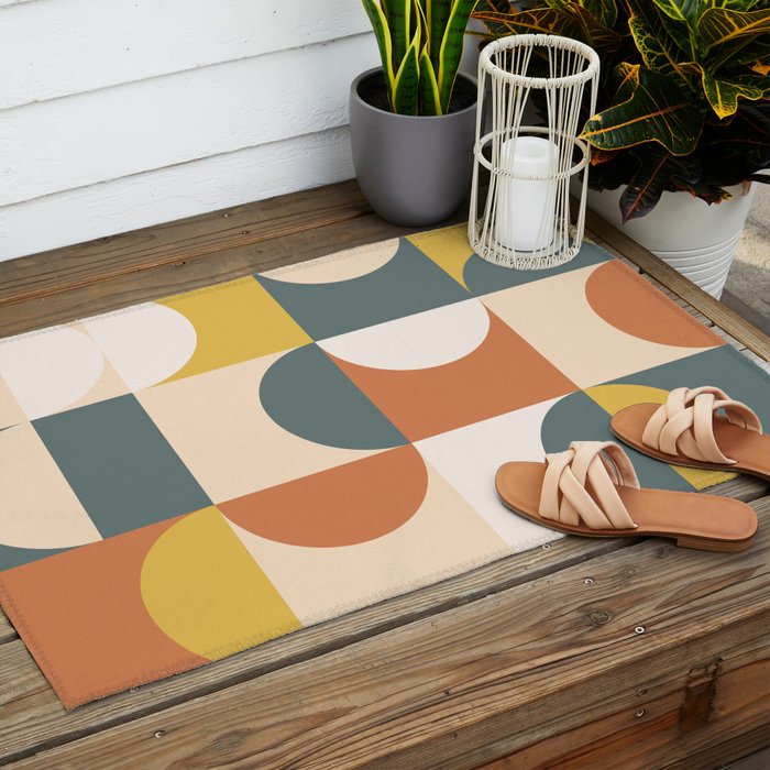 Mid Century Modern Geometric 23 Outdoor Rug Gallery Image 2