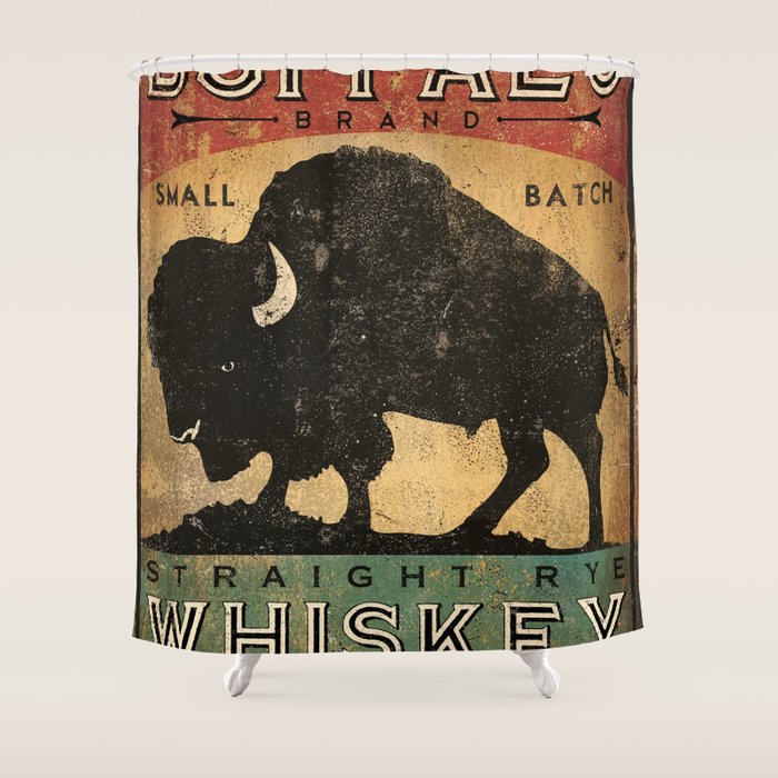 Bison Buffalo Whiskey Bourbon Shower Curtain Gallery Image 1