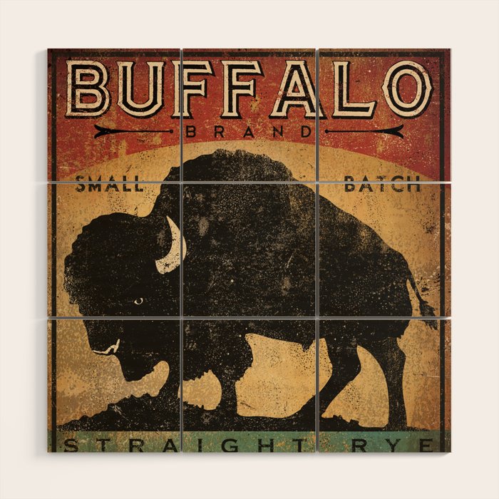 Bison Buffalo Whiskey Bourbon Wood Wall Art Gallery Image 1