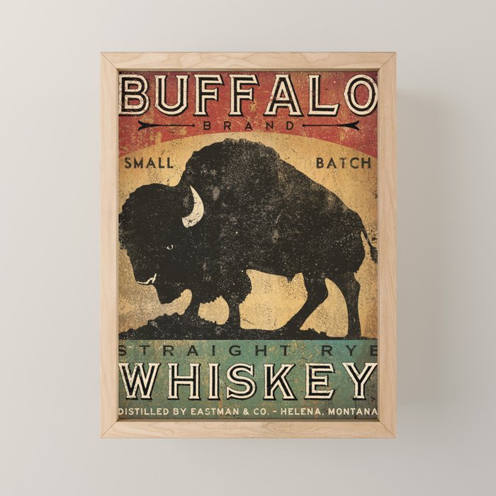 Bison Buffalo Whiskey Bourbon Mini Art Print Gallery Image 1