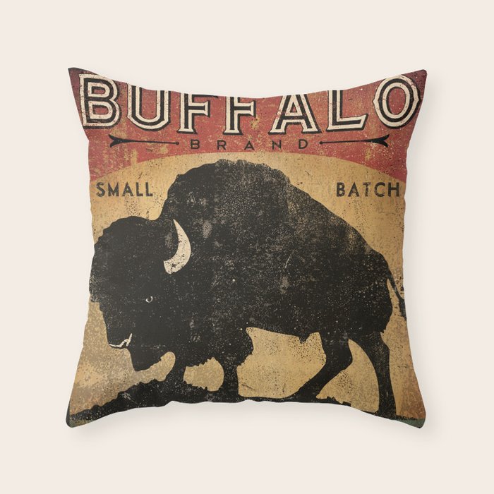 Bison Buffalo Whiskey Bourbon Throw Pillow Gallery Image 1