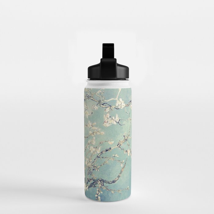 Van Gogh Almond Blossoms Muted Teal Cream Water Bottle Gallery Image 2