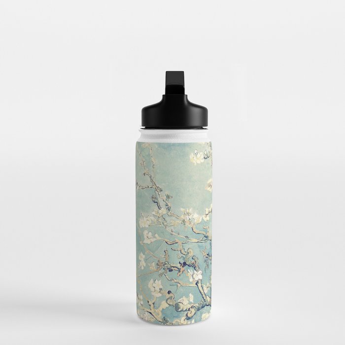 Van Gogh Almond Blossoms Muted Teal Cream Water Bottle Gallery Image 3