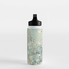 Van Gogh Almond Blossoms Muted Teal Cream Water Bottle Gallery Image 3