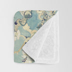 Van Gogh Almond Blossoms Muted Teal Cream Throw Blanket Gallery Image 3