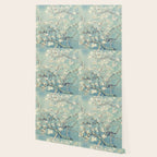 Van Gogh Almond Blossoms Muted Teal Cream Wallpaper Gallery Image 2