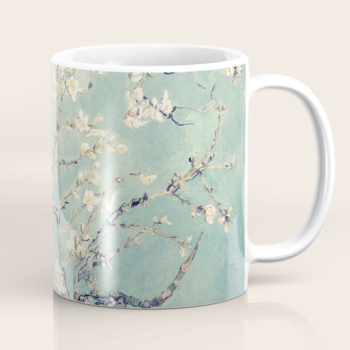 Van Gogh Almond Blossoms Muted Teal Cream Coffee Mug Gallery Image 1