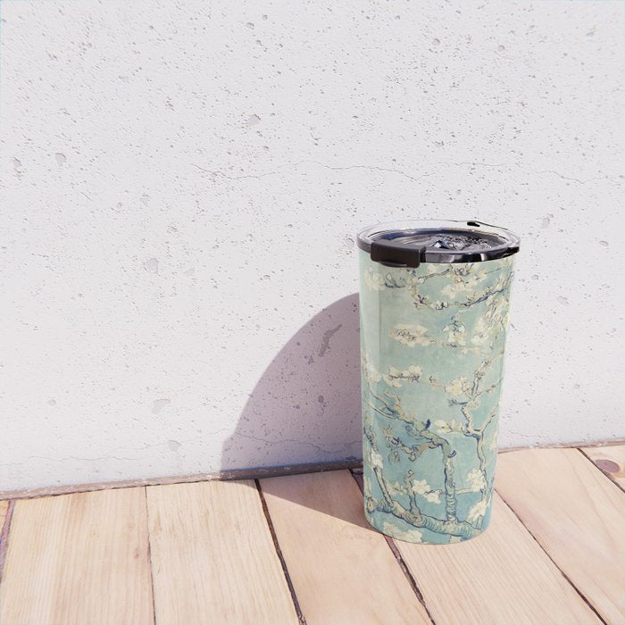 Van Gogh Almond Blossoms Muted Teal Cream Travel Mug Gallery Image 4