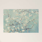 Van Gogh Almond Blossoms Muted Teal Cream Welcome Mat Gallery Image 1