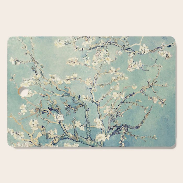 Van Gogh Almond Blossoms Muted Teal Cream Cutting Board Gallery Image 1