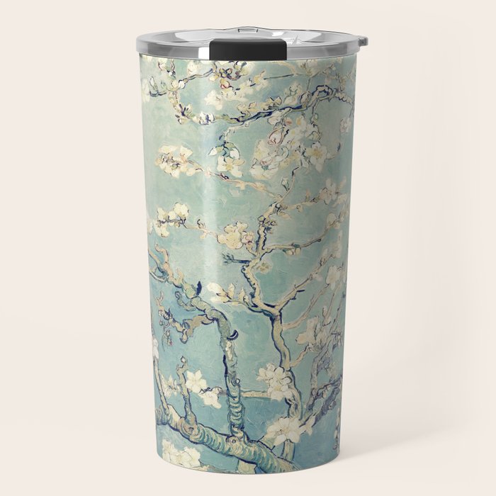 Van Gogh Almond Blossoms Muted Teal Cream Travel Mug Gallery Image 1