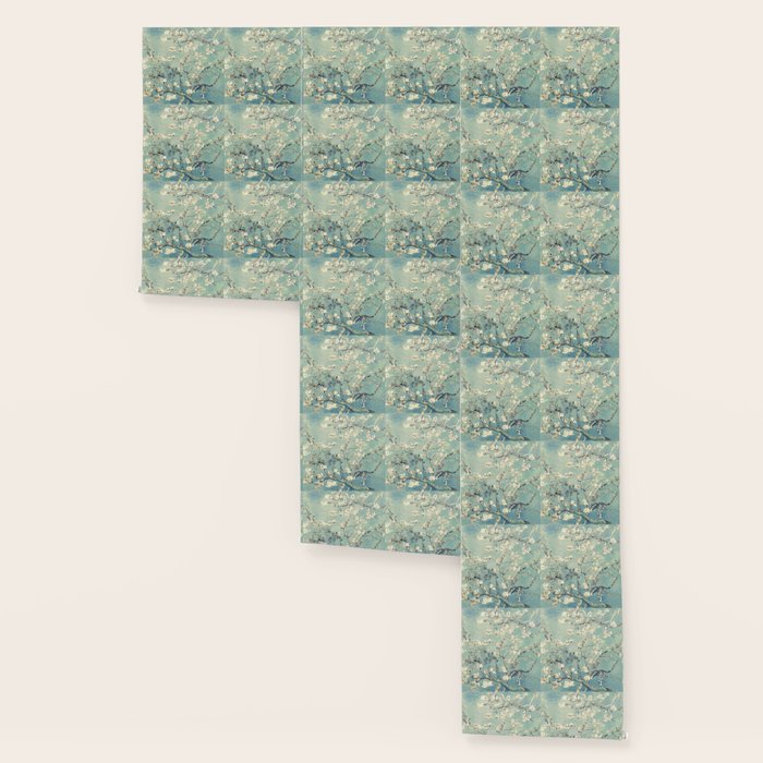 Van Gogh Almond Blossoms Muted Teal Cream Wallpaper Gallery Image 3