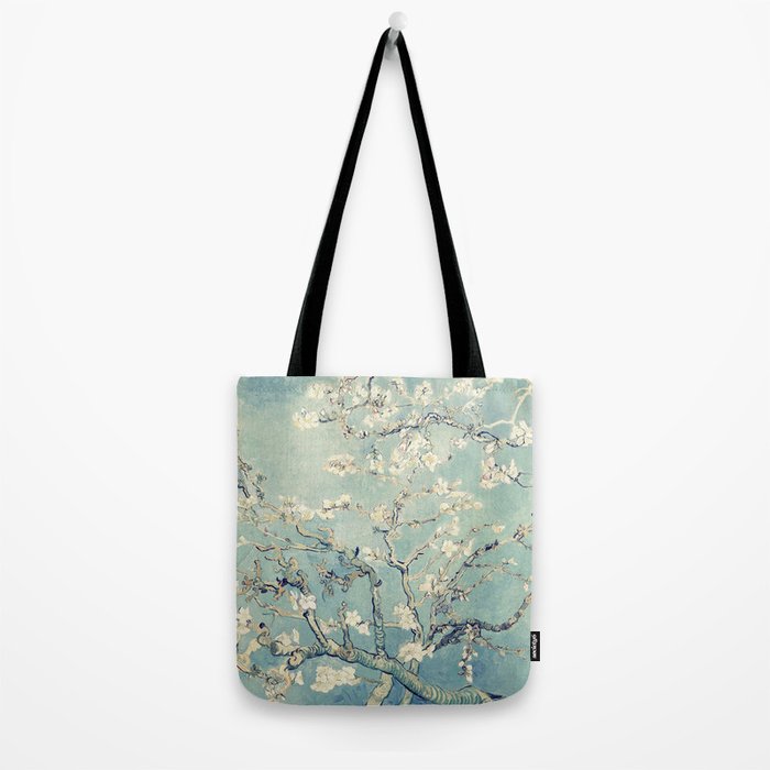 Van Gogh Almond Blossoms Muted Teal Cream Tote Bag Gallery Image 2