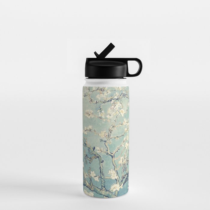 Van Gogh Almond Blossoms Muted Teal Cream Water Bottle Gallery Image 1