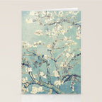 Van Gogh Almond Blossoms Muted Teal Cream Stationery Card Gallery Image 2