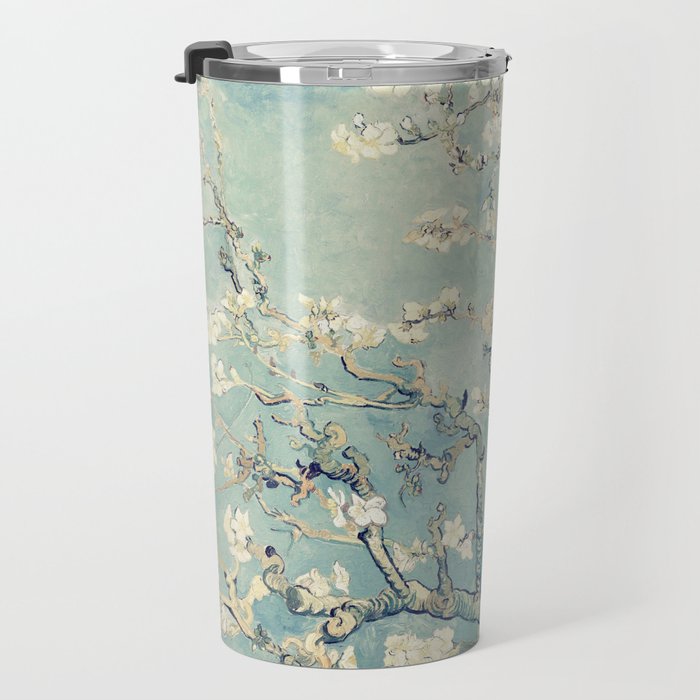 Van Gogh Almond Blossoms Muted Teal Cream Travel Mug Gallery Image 3