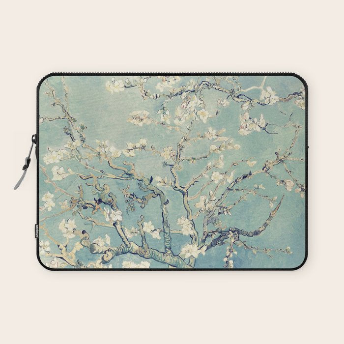 Van Gogh Almond Blossoms Muted Teal Cream Laptop Sleeve Gallery Image 1