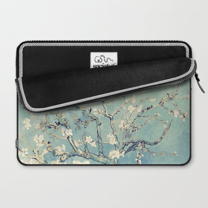 Van Gogh Almond Blossoms Muted Teal Cream Laptop Sleeve Gallery Image 2