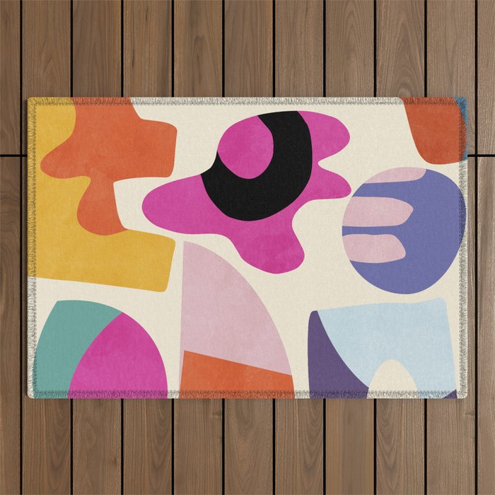 mid century modern abstract 9 Outdoor Rug Gallery Image 1