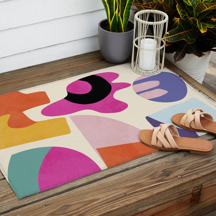 mid century modern abstract 9 Outdoor Rug Gallery Image 2