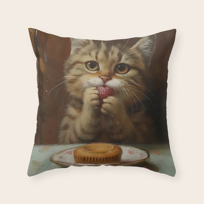 Strawberry Tart Cat Throw Pillow Gallery Image 6