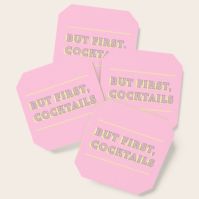Pastel Pink Party Cocktails Coaster Gallery Image 1