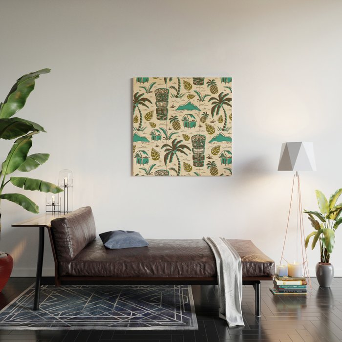 Tiki Party - Ivory Aqua Wood Wall Art Gallery Image 2