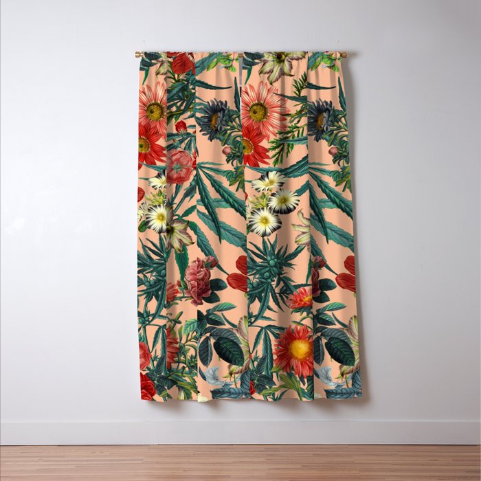 Marijuana and Floral Pattern Window Curtain Gallery Image 3