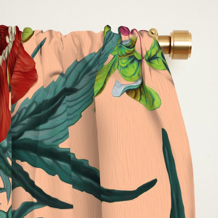 Marijuana and Floral Pattern Window Curtain Gallery Image 2