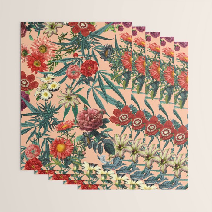 Marijuana and Floral Pattern Wrapping Paper Gallery Image 3