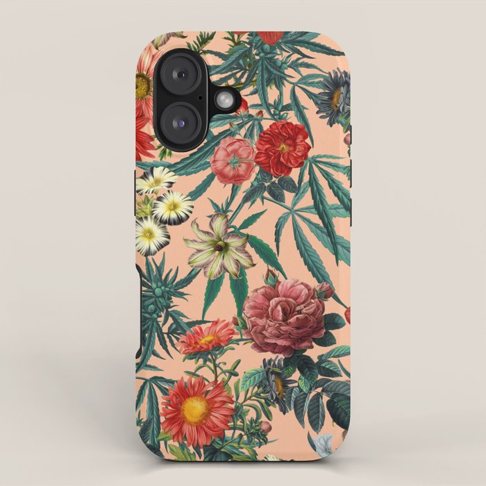Marijuana and Floral Pattern iPhone Case Gallery Image 1