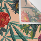 Marijuana and Floral Pattern Wall Tapestry Gallery Image 3