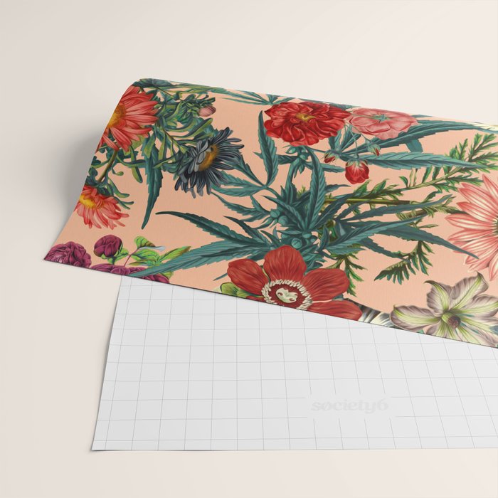 Marijuana and Floral Pattern Wrapping Paper Gallery Image 2