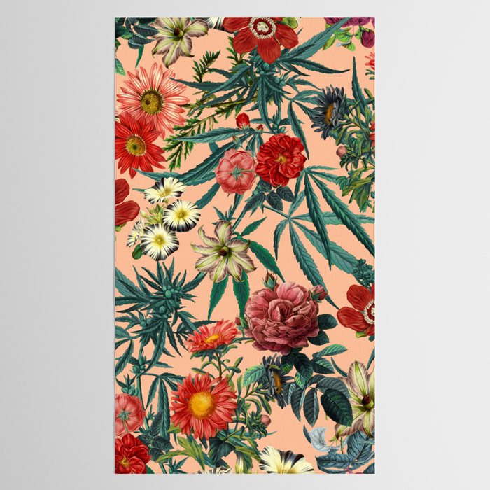 Marijuana and Floral Pattern Tablecloth Gallery Image 2
