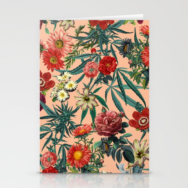 Marijuana and Floral Pattern Stationery Card Gallery Image 1