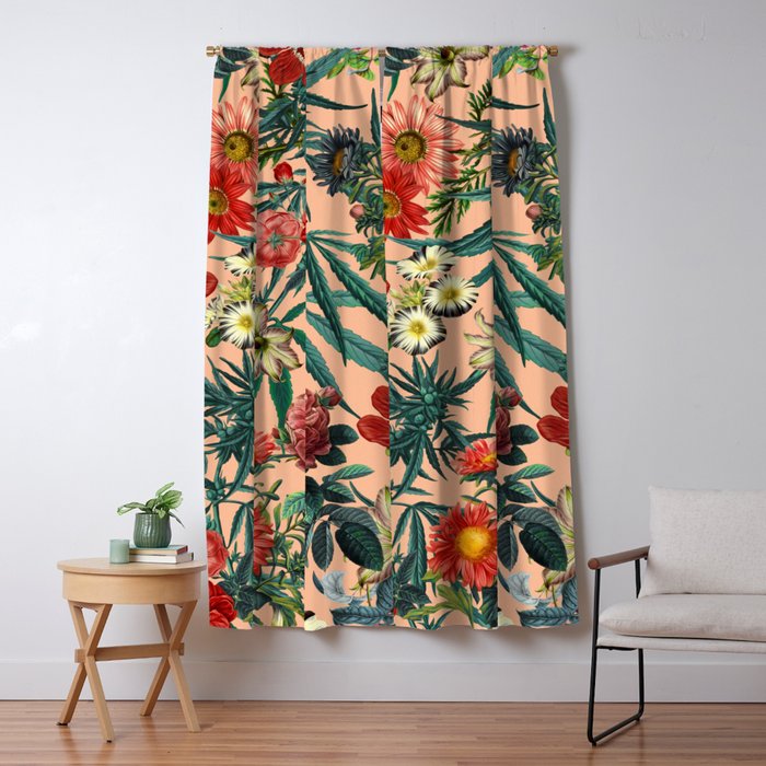 Marijuana and Floral Pattern Window Curtain Gallery Image 5