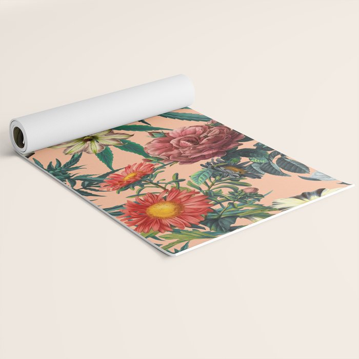 Marijuana and Floral Pattern Yoga Mat Gallery Image 2